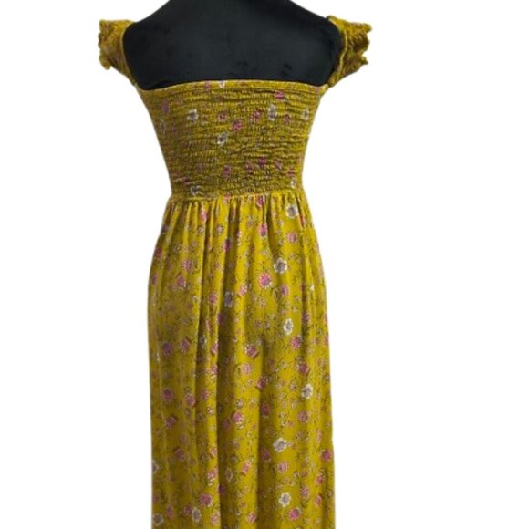 Forever 21 Summer Mustard Floral Of Shoulders Maxi Dress Women's Small - Picture 6 of 11